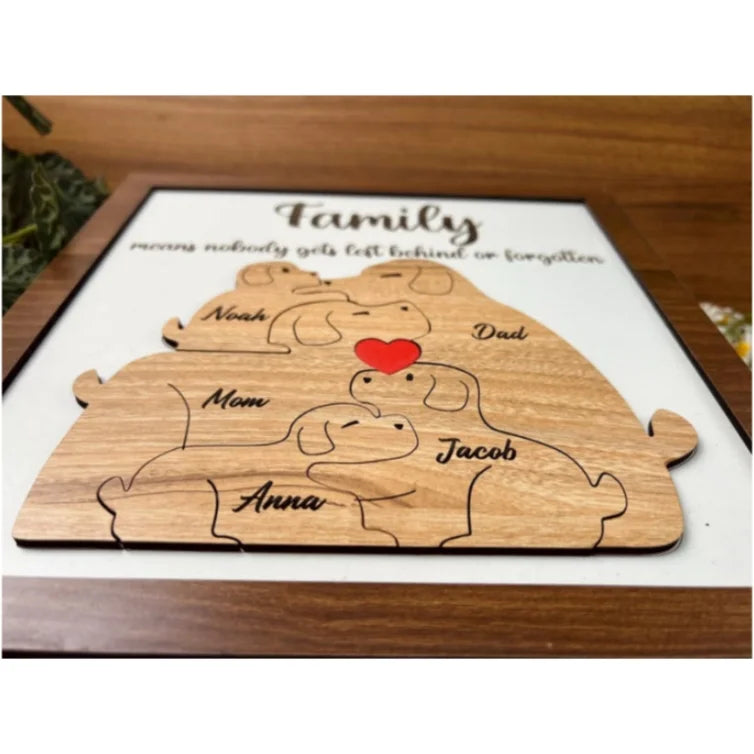 Personalized Dog Family Sign – Custom Engraved Gift for Mom, Parents & Kids