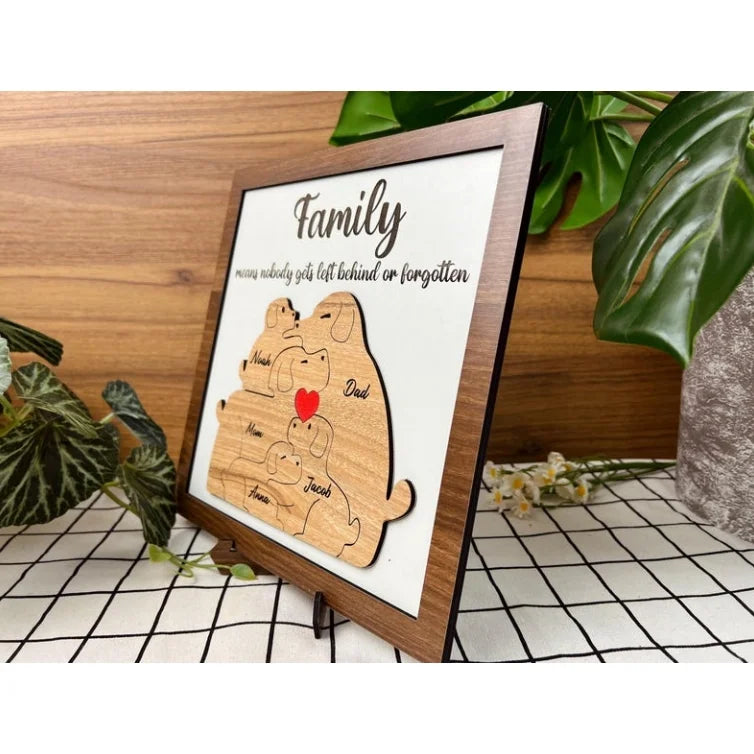 Personalized Dog Family Sign – Custom Engraved Gift for Mom, Parents & Kids