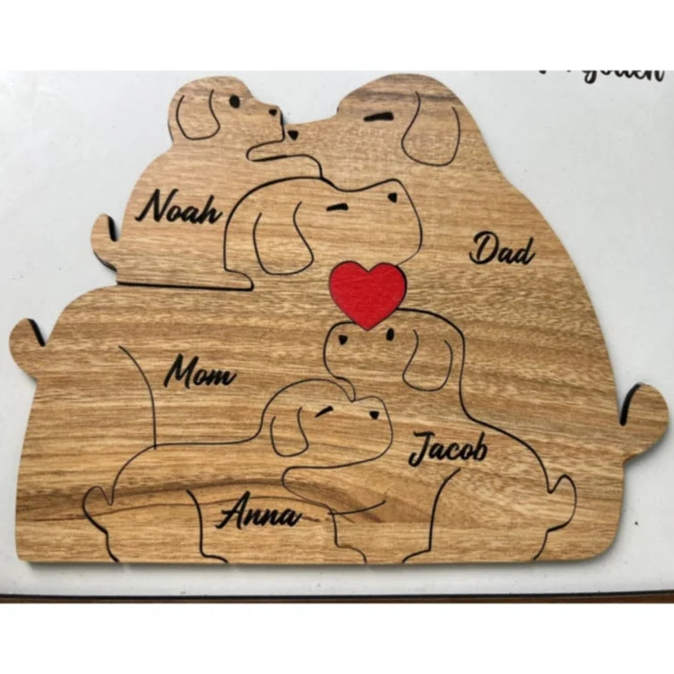 Personalized Dog Family Sign – Custom Engraved Gift for Mom, Parents & Kids