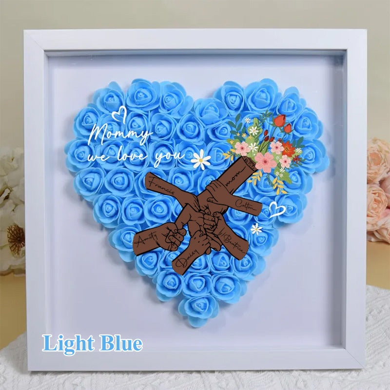 Personalized Flower Handprints Shadow Box For Mom Gift,Mom Heart Flower Shadow Box,Flower Mother Day