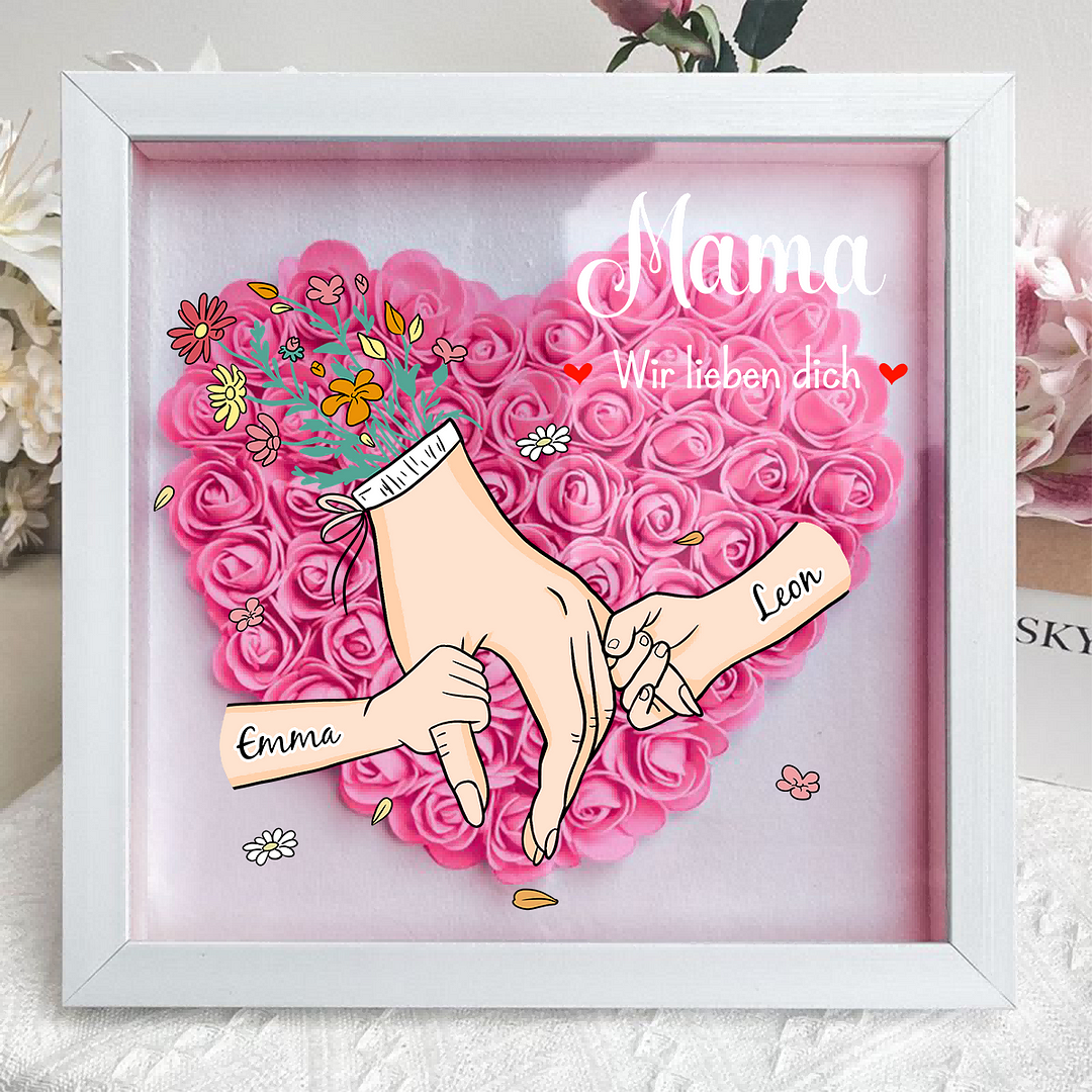 🇩🇪 Familienliebe für die Ewigkeit - Personalisierte Blumenbox mit Gravur für Mama & Oma