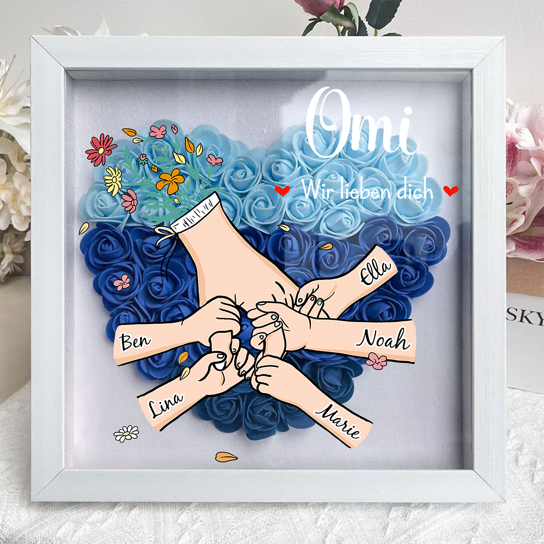 🇩🇪 Familienliebe für die Ewigkeit - Personalisierte Blumenbox mit Gravur für Mama & Oma