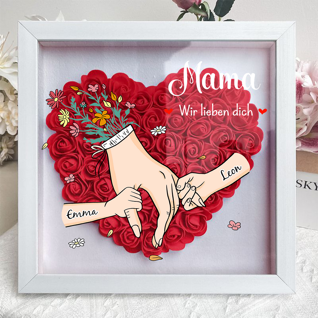 🇩🇪 Familienliebe für die Ewigkeit - Personalisierte Blumenbox mit Gravur für Mama & Oma