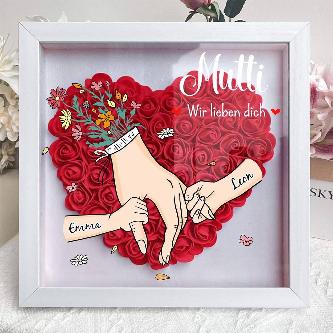 🇩🇪 Familienliebe für die Ewigkeit - Personalisierte Blumenbox mit Gravur für Mama & Oma