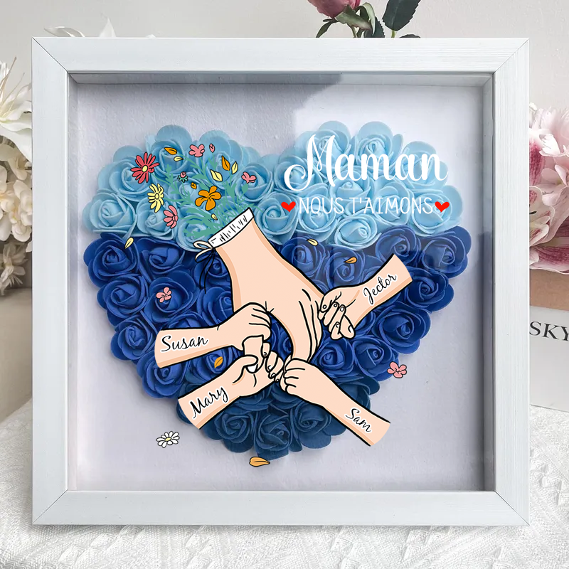 L'amour Familial Fleurit Pour Toujours – Boîte À Fleurs Personnalisée Pour Maman Et Grand-Mère Avec Noms