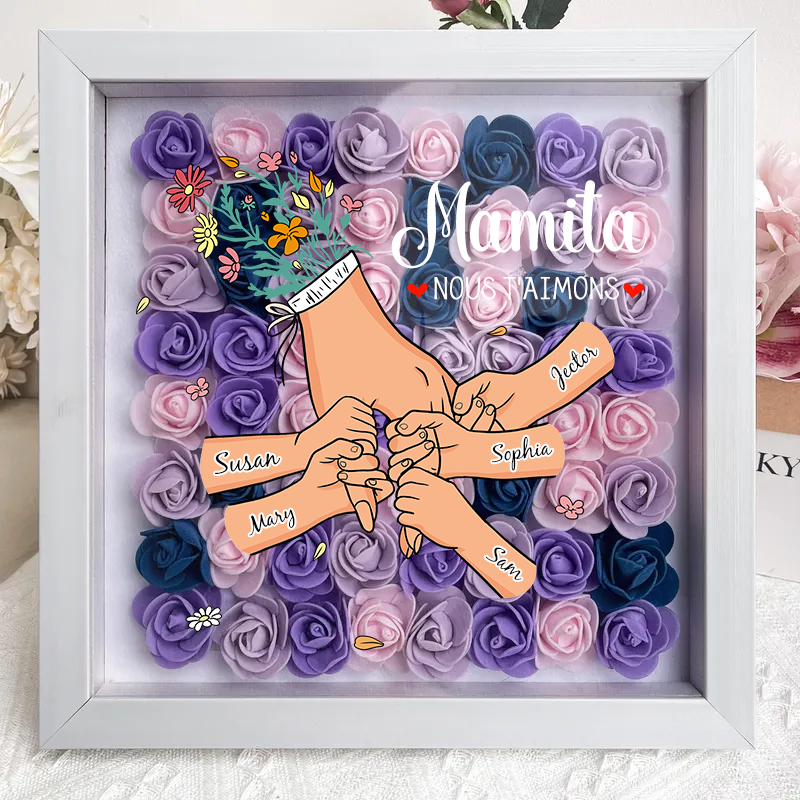L'amour Familial Fleurit Pour Toujours – Boîte À Fleurs Personnalisée Pour Maman Et Grand-Mère Avec Noms
