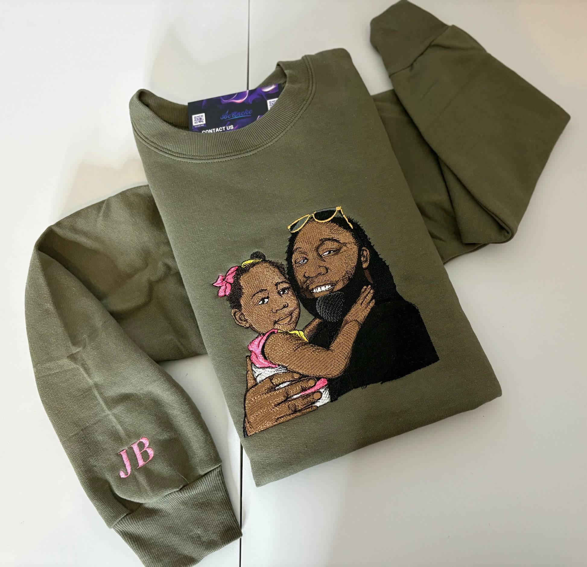 Custom Family Portrait Full Color Embroidered Sweatshirt(with facial details)Best Gifts to Family