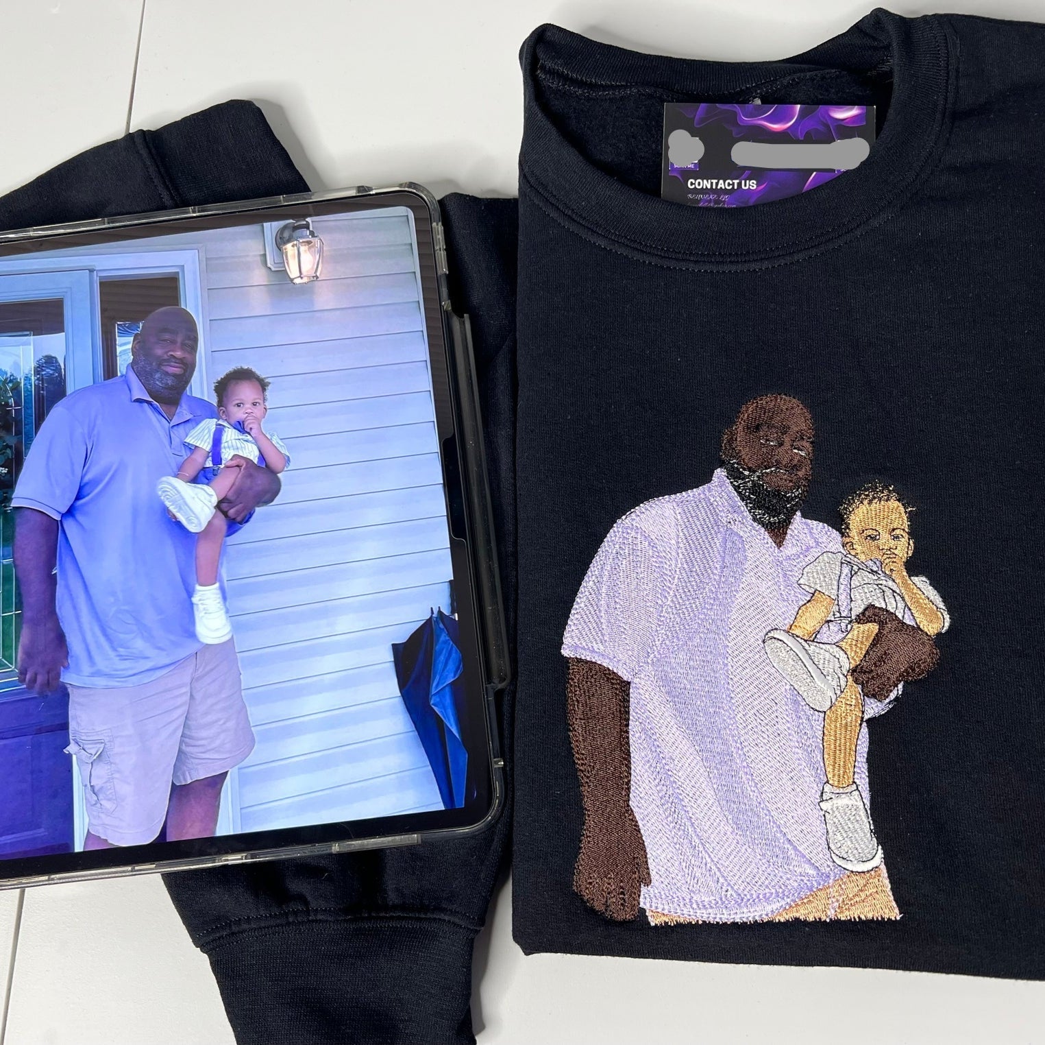 Custom Family Portrait Full Color Embroidered Sweatshirt(with facial details)Best Gifts to Family