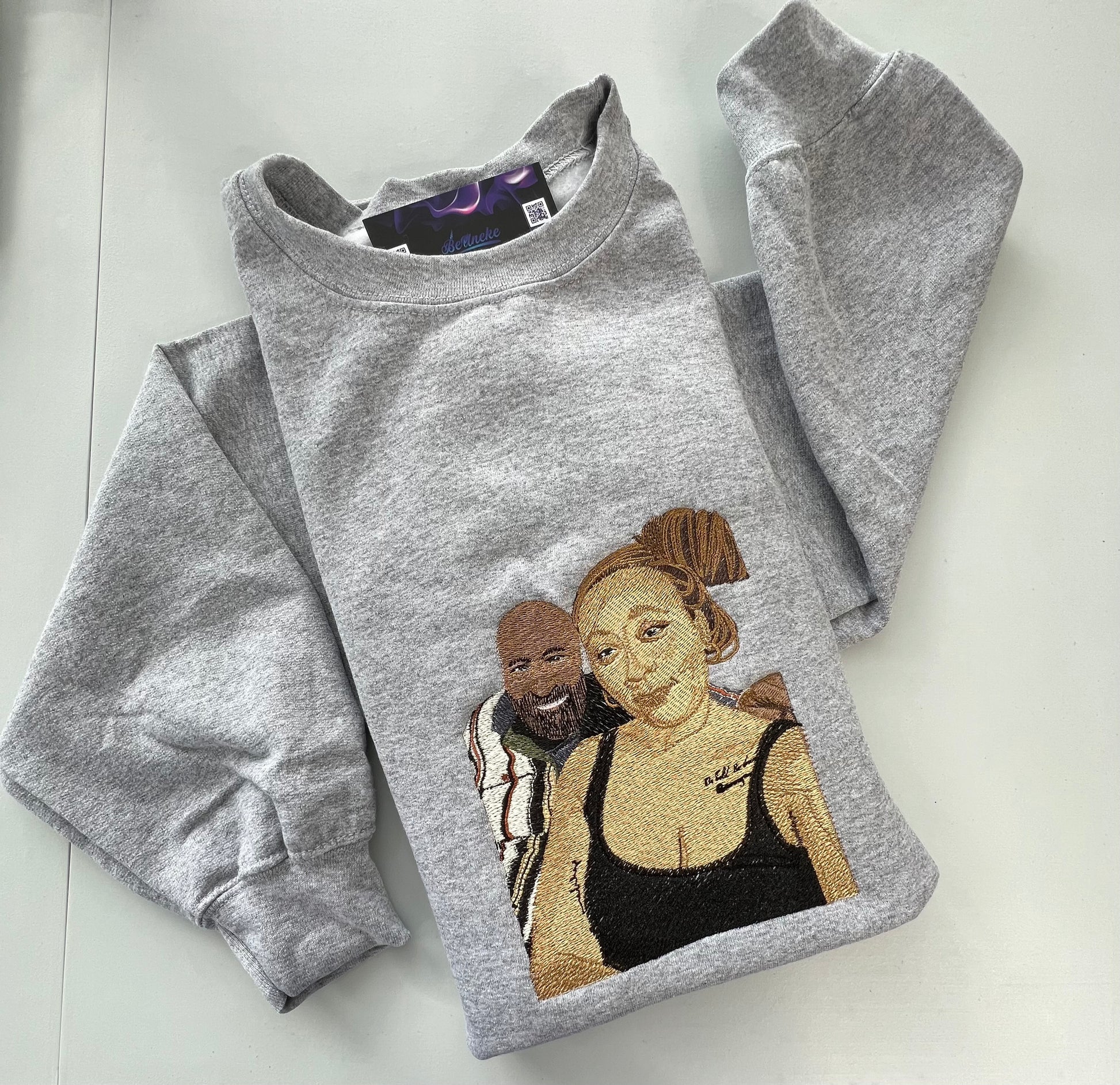 Custom Family Portrait Full Color Embroidered Sweatshirt(with facial details)Best Gifts to Family