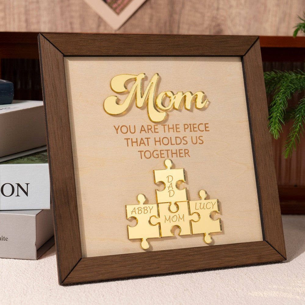 Custom Mom Puzzle Sign With Kids Name Puzzle For Mother's Day Gift