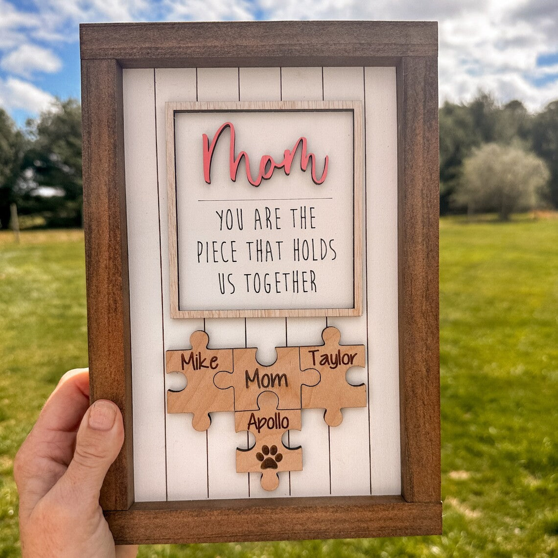 Custom Mother's Day Puzzle Sign Gift You Are The Piece That Holds Us Together