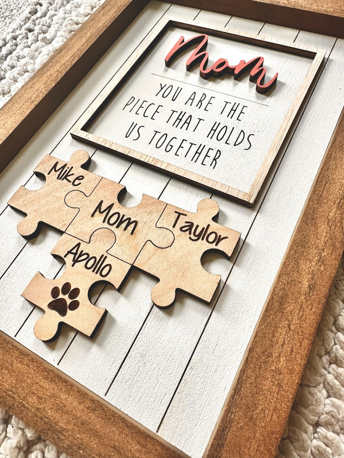 Custom Mother's Day Puzzle Sign Gift You Are The Piece That Holds Us Together