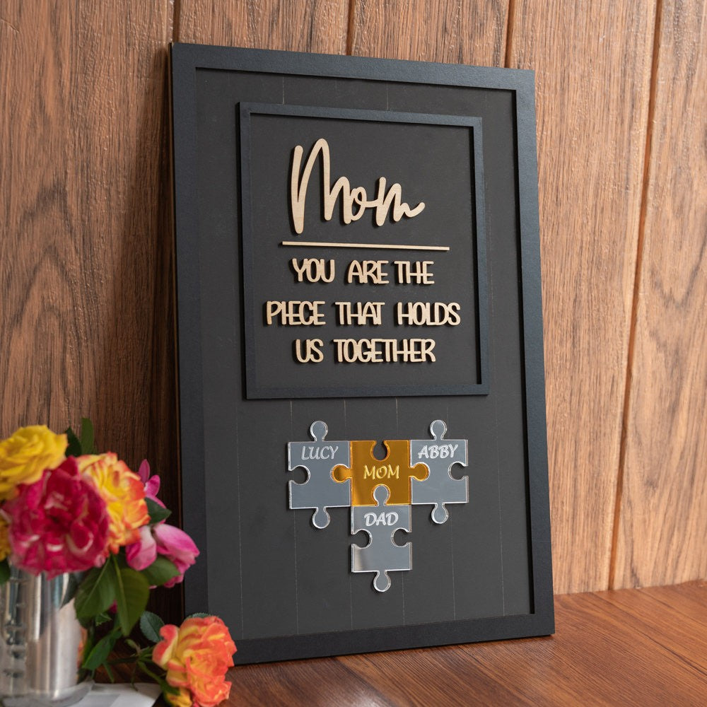Personalized Mother's Day Wood Puzzle Sign Gift For Mom Grandma