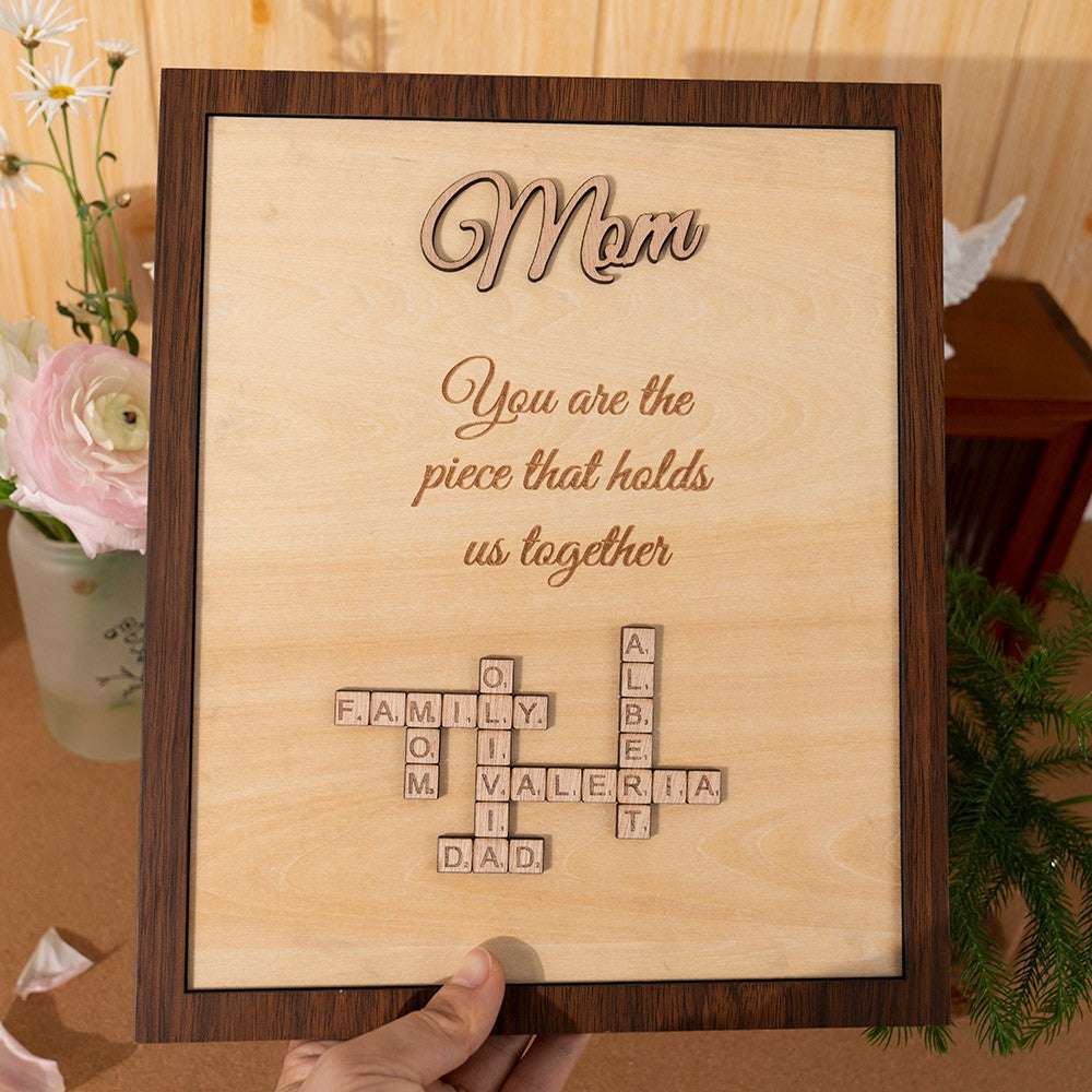 Personalized Scrabble Mom Puzzle Names Frame Gift For Mother's Day