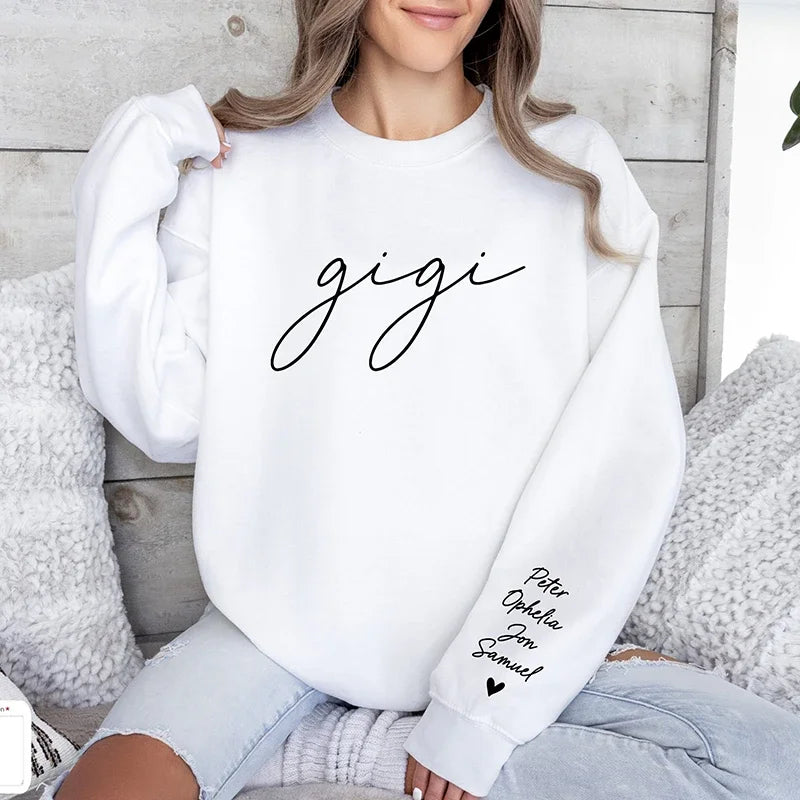 Custom Puff Print Sweatshirt Est Year With Kids Names On Sleeve