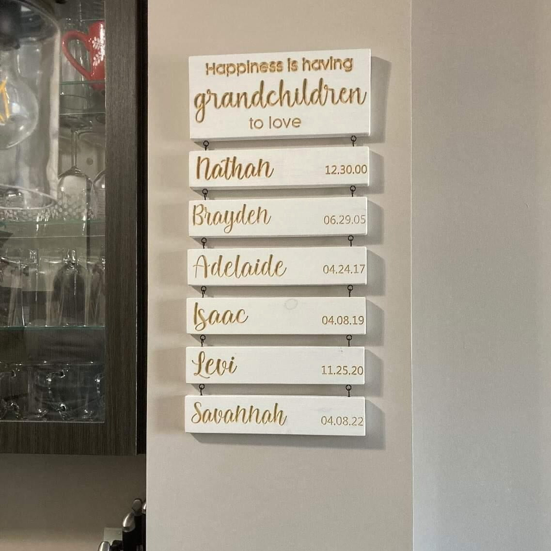 Custom Grandkids Hanging Decor Sign