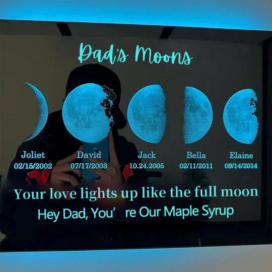 Custom Led Mirror Light Frame With Text And Date Mom's Universe