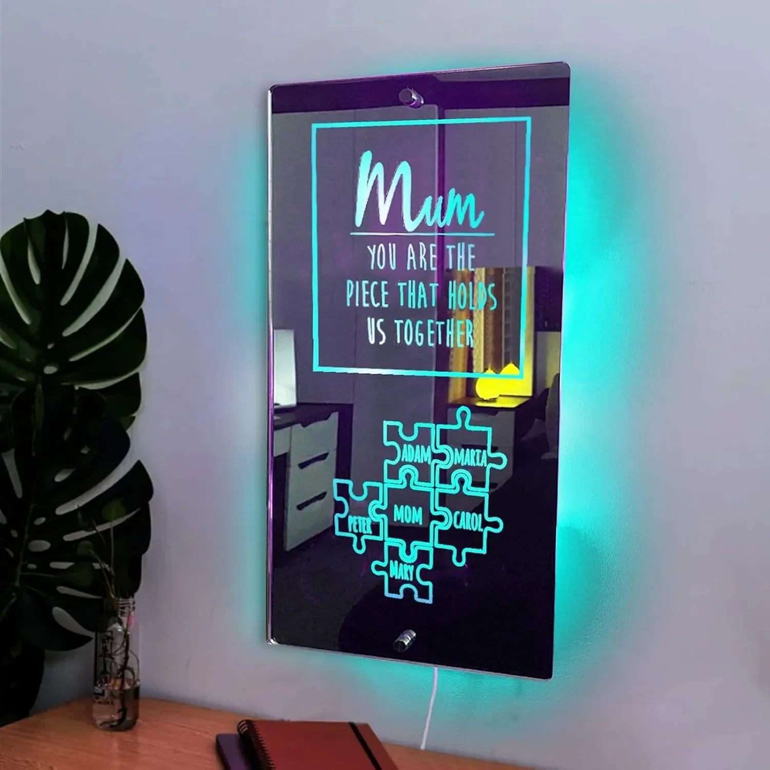 Customized Puzzle Mirror Lamp For Mom