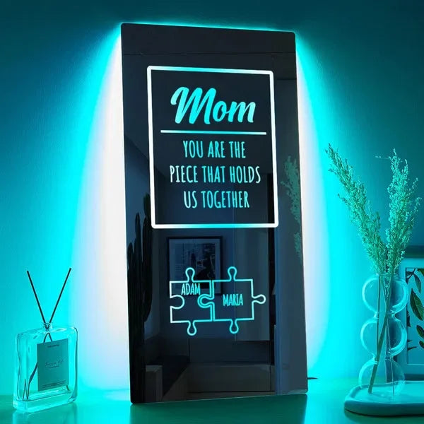 Customized Puzzle Mirror Lamp For Mom