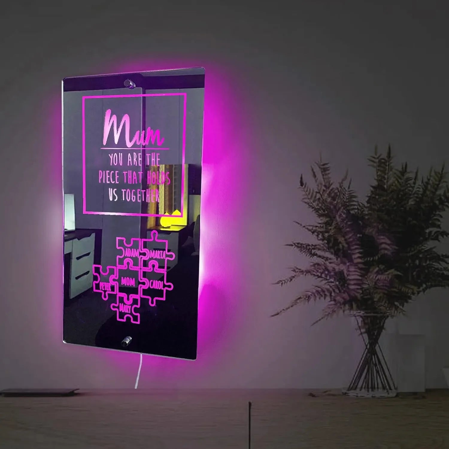 Customized Puzzle Mirror Lamp For Mom
