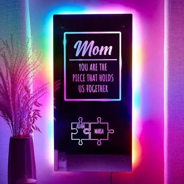 Customized Puzzle Mirror Lamp For Mom