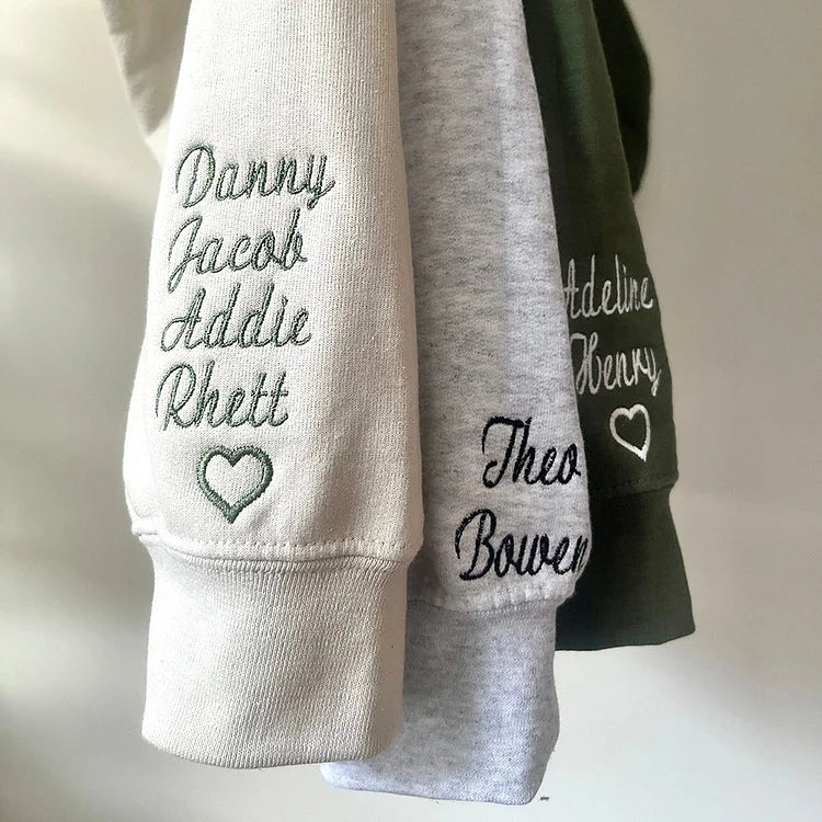 Custom Mom Embroidered Sweatshirt With Child's Name On The Sleeve Mother's Day Gift For Mom From Daughter