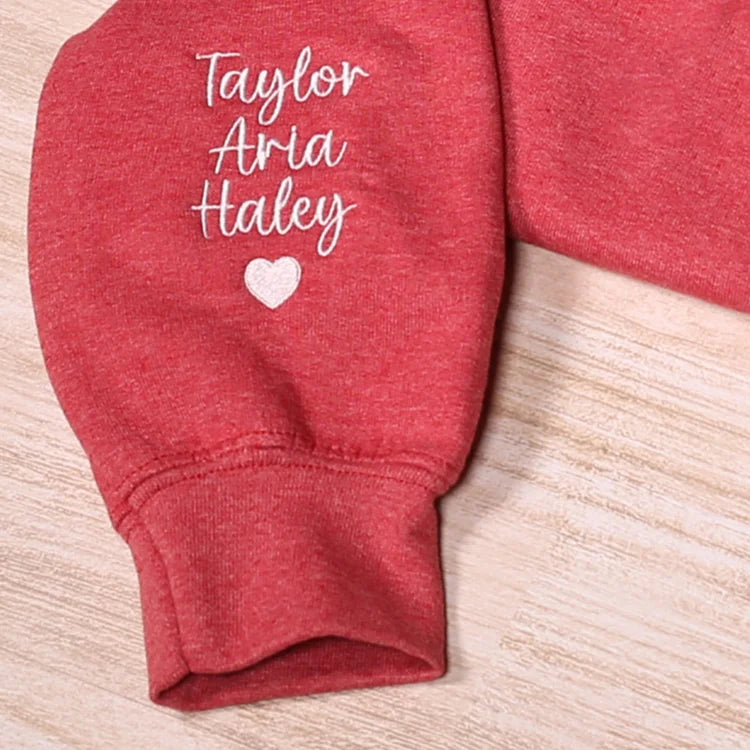 Custom Mom Embroidered Sweatshirt With Child's Name On The Sleeve Mother's Day Gift For Mom From Daughter