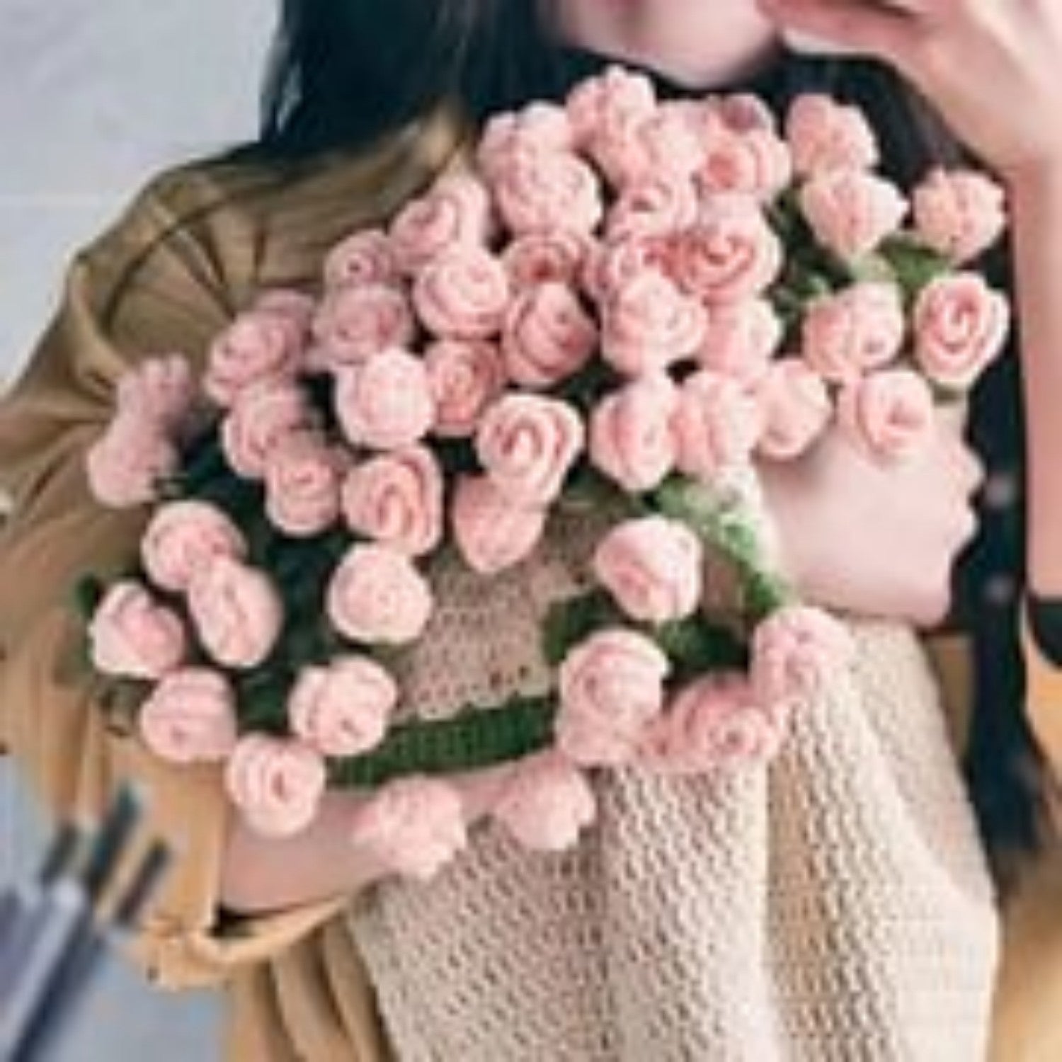 💐Hand-Knitted Rose Blanket DIY Kit & Ready🌹-Made Gift For Mother's Day Valentine's Day
