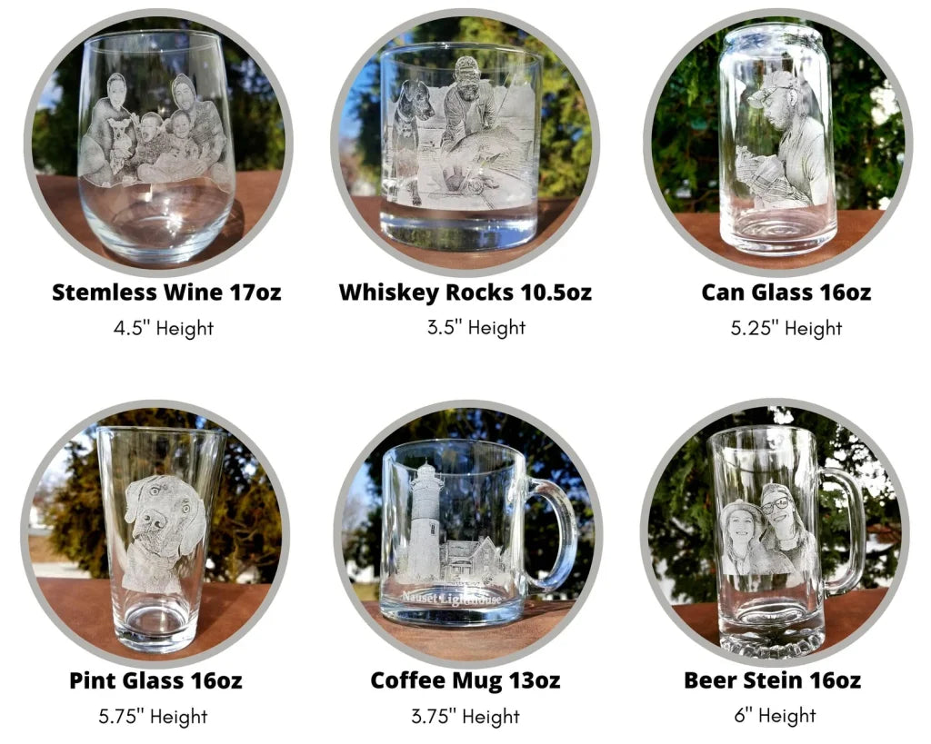 Custom Photo Laser Etched Glass Father's Day Gift
