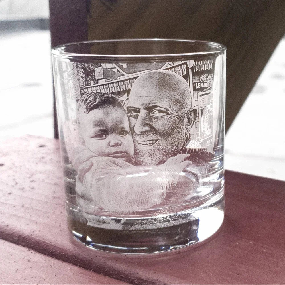 Custom Photo Laser Etched Glass Father's Day Gift