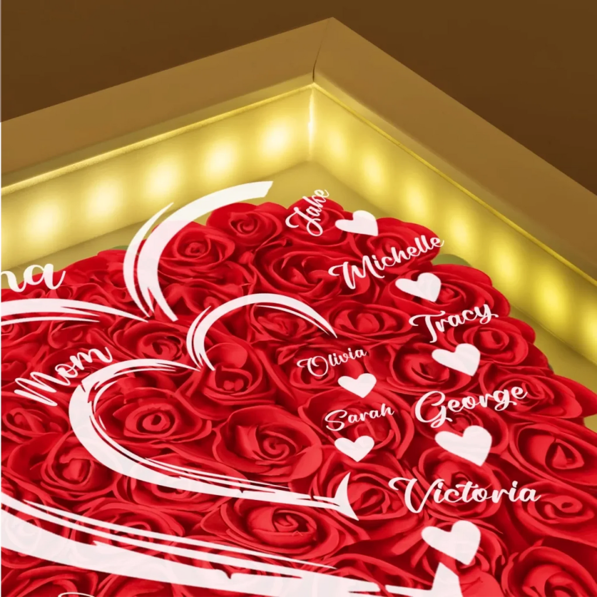 Grandma Hearts Mom Hearts - Personalized Flower Shadow Box