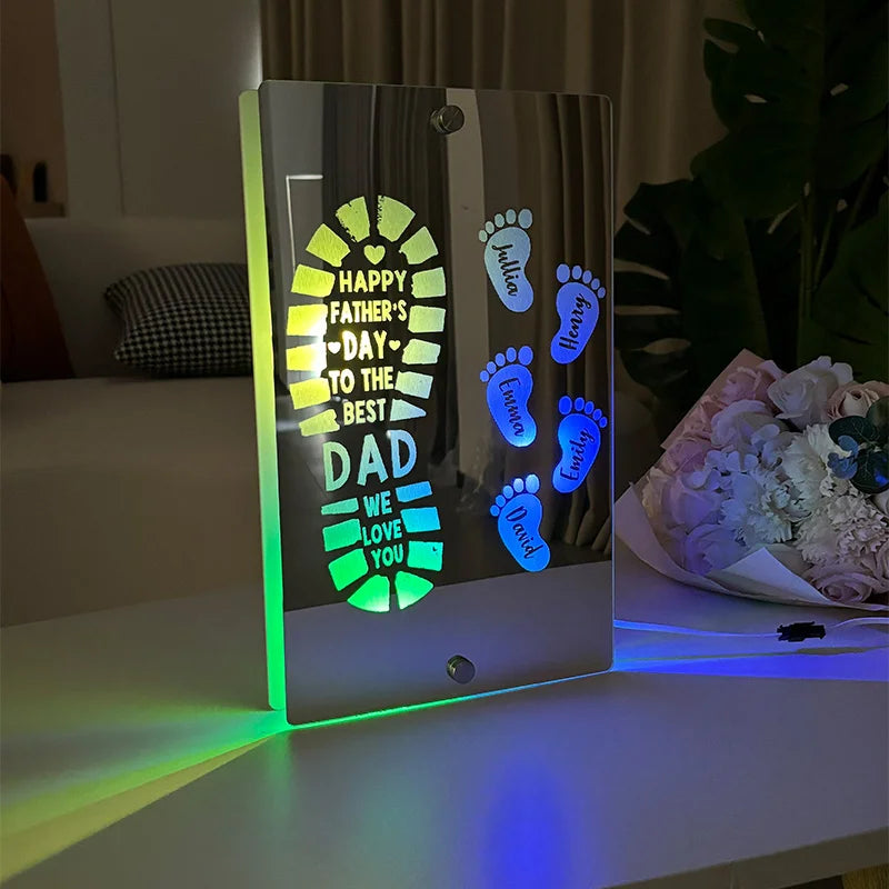 Father’s Day Sale-Personalized Names Footprint Mirror Light