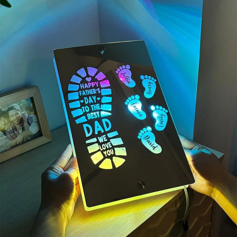 Father’s Day Sale-Personalized Names Footprint Mirror Light