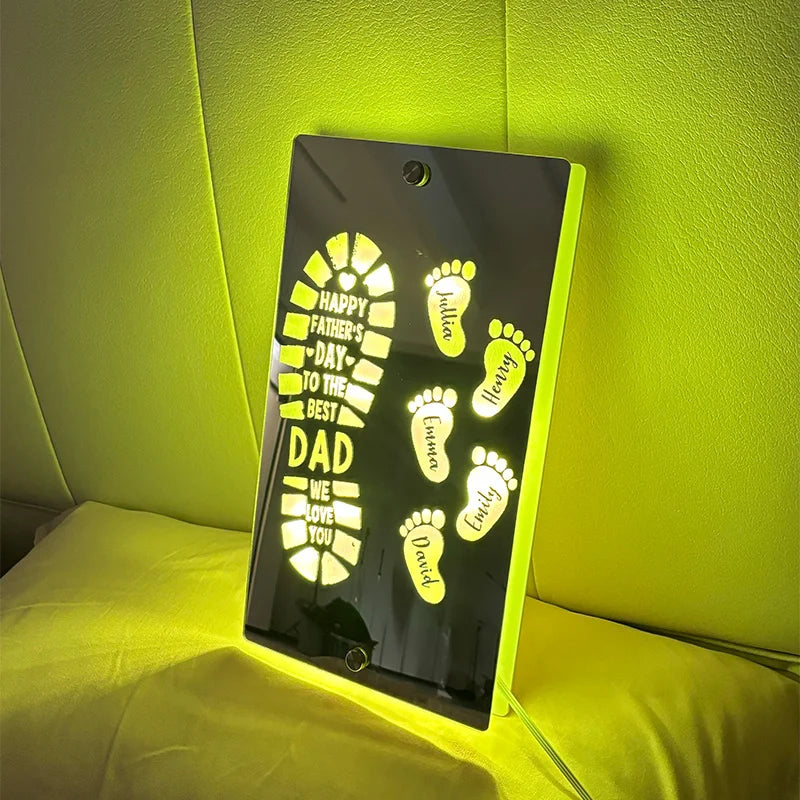 Father’s Day Sale-Personalized Names Footprint Mirror Light