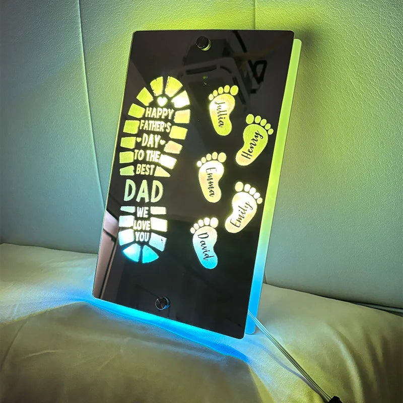 Father’s Day Sale-Personalized Names Footprint Mirror Light