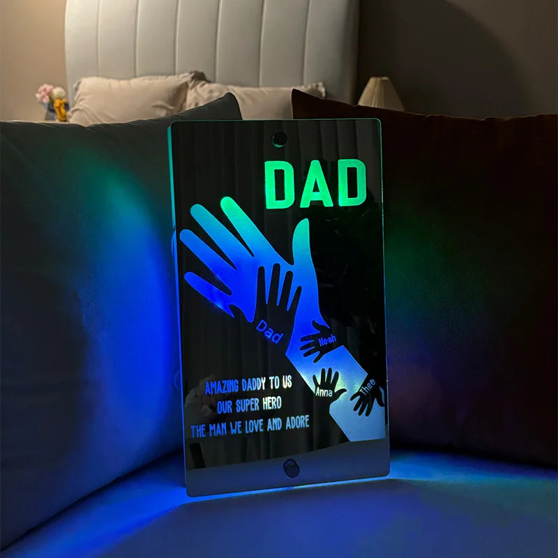 Customized Father's Day Arm Child Palm Name Mirror Lamp