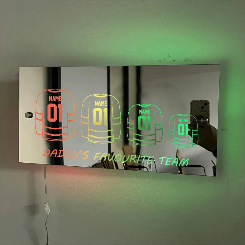 Father’s Day Sale Personalized Sports Football Baseball Basketball Jersey Home Mirror Light