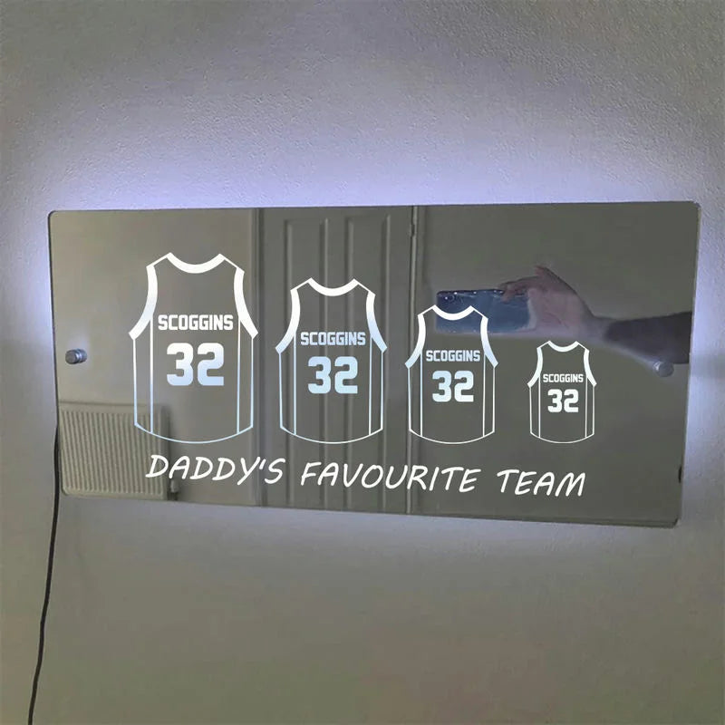Father’s Day Sale Personalized Sports Football Baseball Basketball Jersey Home Mirror Light
