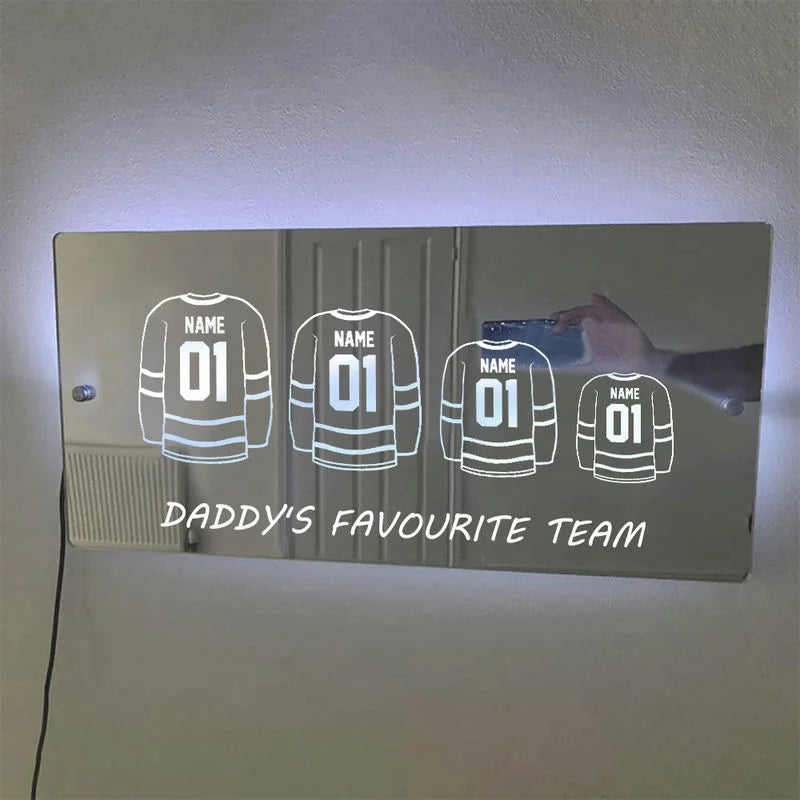Father’s Day Sale Personalized Sports Football Baseball Basketball Jersey Home Mirror Light