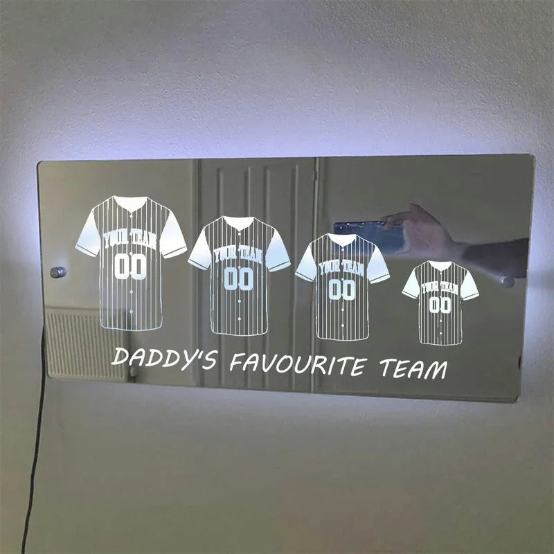 Father’s Day Sale Personalized Sports Football Baseball Basketball Jersey Home Mirror Light
