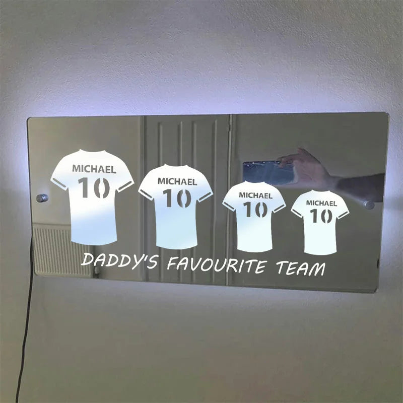 Father’s Day Sale Personalized Sports Football Baseball Basketball Jersey Home Mirror Light
