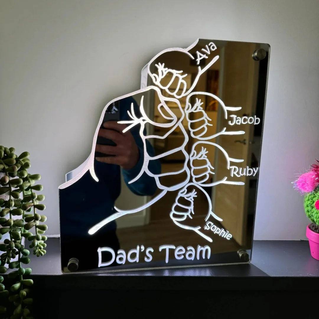 Father’s Day Sale Personalized Fist Bump Mirror Light