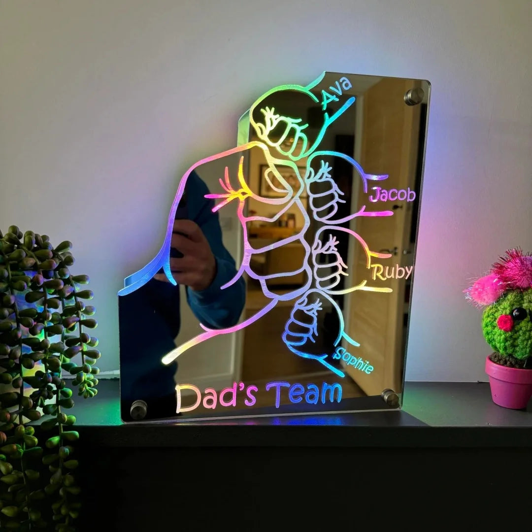 Father’s Day Sale Personalized Fist Bump Mirror Light