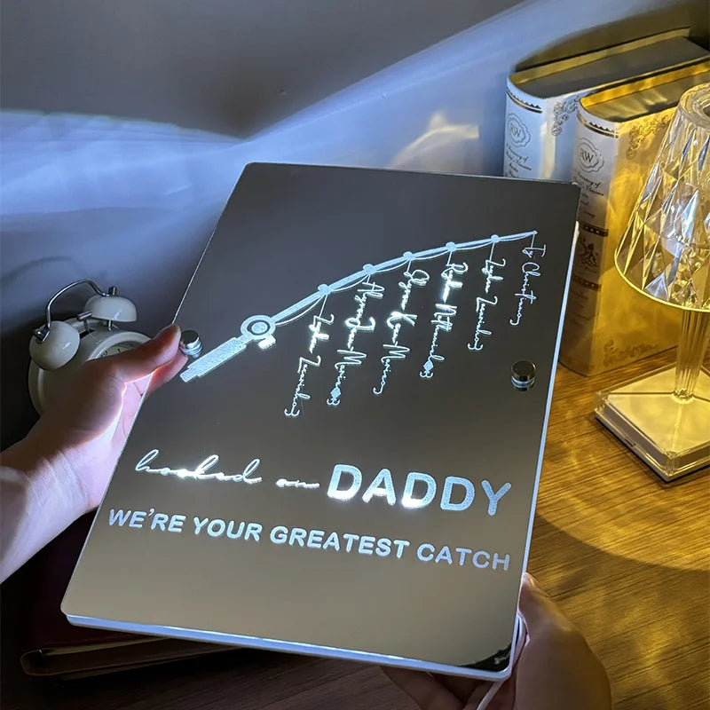Father’S Day Sale Personalized Hooked On Daddy Mirror Light