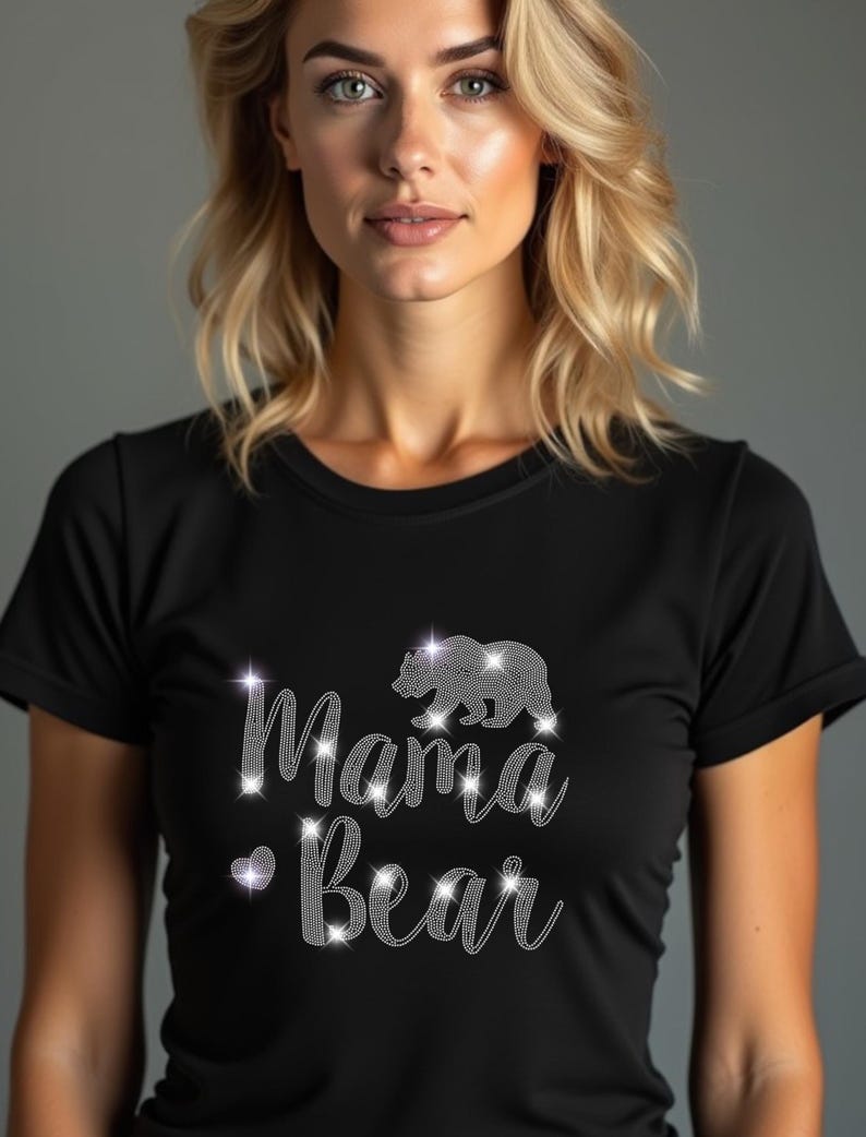 Custom Mama Bear Rhinestone T-Shirt Mother's Day Gift