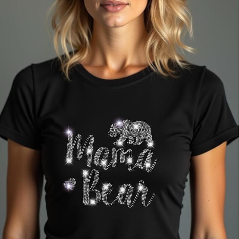 Custom Mama Bear Rhinestone T-Shirt Mother's Day Gift
