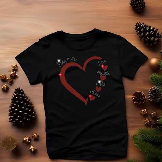 Custom Heart Shaped Grandma Shirts With Grandchildren's Names Printed On Them
