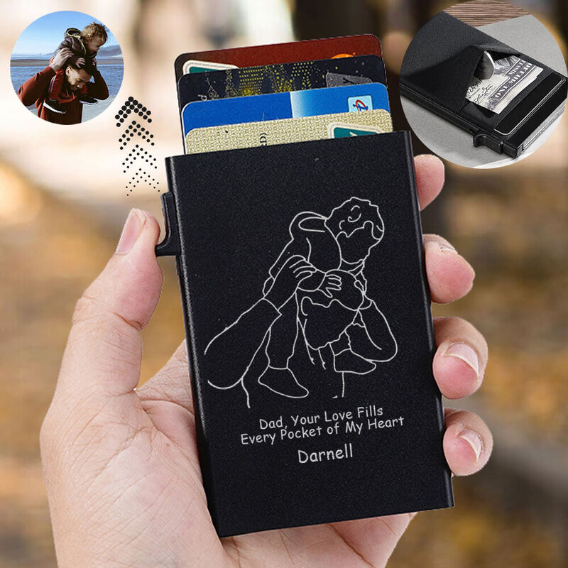 Personalized Pop-Up Card Holder Custom Line Pattern And Text Warm Father's Day Gift