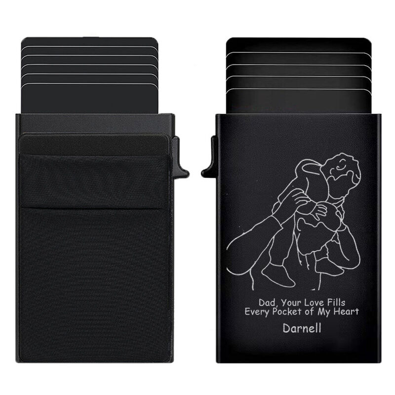 Personalized Pop-Up Card Holder Custom Line Pattern And Text Warm Father's Day Gift