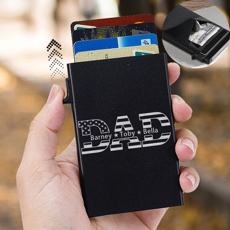 Personalized Pop-Up Card Holder Custom Name Set Number Gift For Best Dad